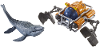 Jurassic world dinosaurus met helikopter bruin blauw