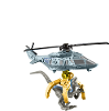 Jurassic world dinosaurus met helikopter bruin blauw
