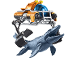 Jurassic world dinosaurus met helikopter bruin blauw