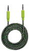 Manhattan jackplug audio kabel 1x jackplug male 3 5 mm 1x jackplug male 3 5 mm 1 m zwart groen vergulde steekcontacten stoffen mantel