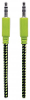 Manhattan jackplug audio kabel 1x jackplug male 3 5 mm 1x jackplug male 3 5 mm 1 m zwart groen vergulde steekcontacten stoffen mantel