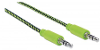 Manhattan jackplug audio kabel 1x jackplug male 3 5 mm 1x jackplug male 3 5 mm 1 m zwart groen vergulde steekcontacten stoffen mantel