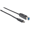 Manhattan usb 3 1 gen 1 aansluitkabel 1x usb 3 0 stekker c 1x usb 3 0 stekker b 2 m zwart