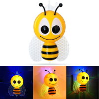 0.5W Cute Bee Butterfly Light Controlled Sensor Night Light For Children Bedroom Home Decor