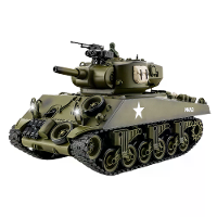021 1/18 2.4G Amerikaanse Sherman M4A3 RC tankmodellen met simulatie rookeffecten en LED licht voor kinderspeelgoed