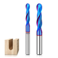1/4 Inch/6,35 mm 8 mm Schacht Spiraal Op Carbide Fluitbalneus Einde Molen Router Bit met Nano Blauwe Coating Frees Cutte