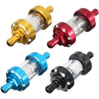 1/4 Inch 6mm Oil Cleaner Inline Fuel Filter Glass Aluminum 94.5Mm Motorcycle Universal