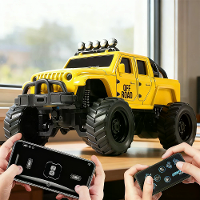 1/64 2.4G Mini Legering RC Auto Drie Snelheden Desktop Off Road Klimtruck Ondersteuning App Afstandsbediening LED Verlic