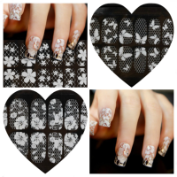1 8 Transparent White Lace Crystal Diy Nail Sticker