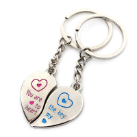 1 Pair Love Heart Couple Stainless Steel Key Ring Chains Lover Gifts