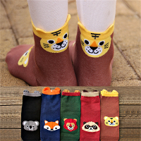 1 Pair Women Ladies Cute Cartoon Socks Animal Cotton Stereo Hosiery