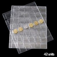 1 Sheet 42 Pockets Plastic Coin Holders Storage Collection Money Album Case