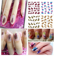 1 Sheet Nail Art Feather Leopard Nail Decals Stickers