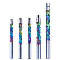 1 Stuk DLC coating freeszuster massief carbide lagergeleide trimbit 2 snijkanten spiraal flush trim 8MM shank houtbewerk