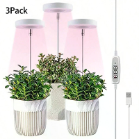 1 Tot 3 Engel Ring USB Planten LED Licht met 3 Lampkoppen 2/4/8 Uur Schakel Timer 4 Niveaus Helderheidsaanpassing Geschi
