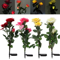 1 X Solar Power 3 Led Rose Flower Light Outdoor Garden Yard Lawn Decor