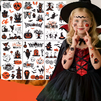 10 Blad Cartoon Halloween Tattoos Stickers Lichaamskunststickers voor Halloween Make up Feest Favorieten Decoraties Carn