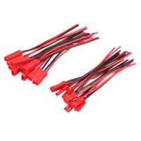 10 Pairs 2 Pins JST Female + Male Connector Plug Cable Wire Line 110mm Red