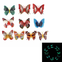 10 Pcs Colorful 3d Luminous Butterfly With Pin Home Decor