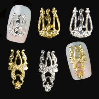 10 Pcs Gold Silver 3d Luxury Alloy Hollow Out Nail Art Decoration