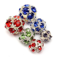 10 Pcs Silver Plated Multicolor Rhinestone Loose Bead Diy Jewelry