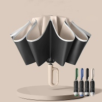 10 Ribben Volledig Automatische Handvat Paraplu 106cm Afneembaar Handvat Omgekeerde Open UV Paraplu met Winddichte Refle