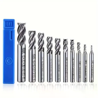 10 STUKS 4 Vleugel Eindfrees Bits 2 12mm Rechte Frees Cutter Rechte Schacht Boor Bits voor Hout / Staal / Titanium