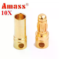 10 Stuks Amass 3.5 Mm Vergulde Koperen Bananenstekker GC3510 Man & Vrouw