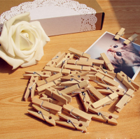 100Pcs 35mm Natural Wooden Photo Paper Clips