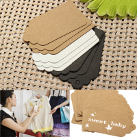 100Pcs 7x4cm Scallop Kraft Paper Label Party Wedding Gift Name Cards Hand Draw Name Card