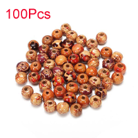 100Pcs Mixed Wood Round Spacer Charm Loose Beads Diy Jewelry