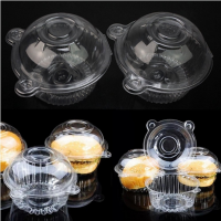 100Pcs Round Clear Cupcake Muffin Cookie Food Box Holder Container