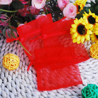 100X Red Organza Pouch Wedding Favor Gift Bags 7x9cm