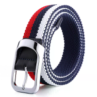 105/115/125 Cm Driekleur Elastisch Gebreide Tailleband voor Mannen en Vrouwen Casual Broekriem met Alloy Spikkel Buckle