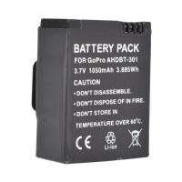 1050Mah Ahdbt 301 Battery For Gopro Hero 3/3+ Rechargeable Battery
