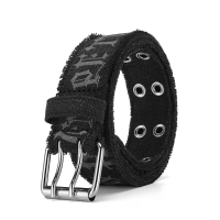 105Cm 125cm Fashion letters patroon canvas riem voor mannen en vrouwen met ijzeren pin gesp 4cm dubbele rij knopen taill
