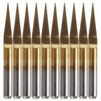 10Pcs 0.1Mm 10 Degree Flat Bottom Pcb Engraving Bits Titanium Coated Carbide Cnc Router Tool