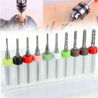 10Pcs 1.3 3.175Mm Carbide End Mill Engraving Bits For Cnc Pcb Rotary Burrs