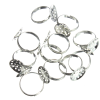 10Pcs 15mm Diy Silver Plated Adjustable Ring Blanks Pad Bases