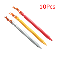 10Pcs 18cm Aluminum Alloy Camping Trip Tent Peg Nail Stakes With Strap