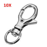 10Pcs 32mm Silver Zinc Alloy Oval Swivel Lobster Claw Clasp With 8.5Mm Round Ring