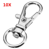 10Pcs 32mm Silver Zinc Alloy Swivel Lobster Claw Clasp With 8.5Mm Round Ring