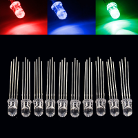 10Pcs 5mm Rgb Led Common Cathode 4 Pin Tri Color Emitting Diodes F5