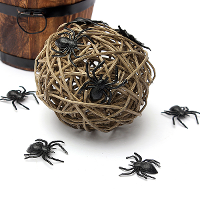 10Pcs Black Halloween Plastic Black Spider Joking Toys