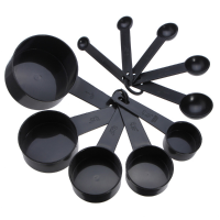 10Pcs Black Plastic Measuring Spoons/cups