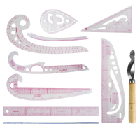 10Pcs Cutting Ruler Sewing Feet Tailor Foot Put Yardstick Sleeve Arm French Curve Cut Cutting Knife Ruler Cuff Button