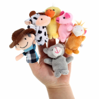 10Pcs Farm Animals Cartoon Storytelling Finger Hand Funny Puppets Kids Nursery Rhyme Doll Tale Props Plush Toy