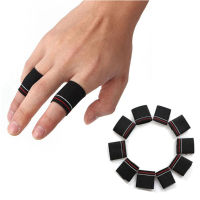 10Pcs Finger Protector Guard Support Stretchy Sports Aid Band Black
