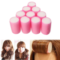 10Pcs Pink Sponge Velcro Self Adhesion Cling Hair Roller Curler Diy Hairdressing Tool 28mm