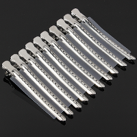 10Pcs Professional Salon Metal Silver Duck Mouth Hair Clips